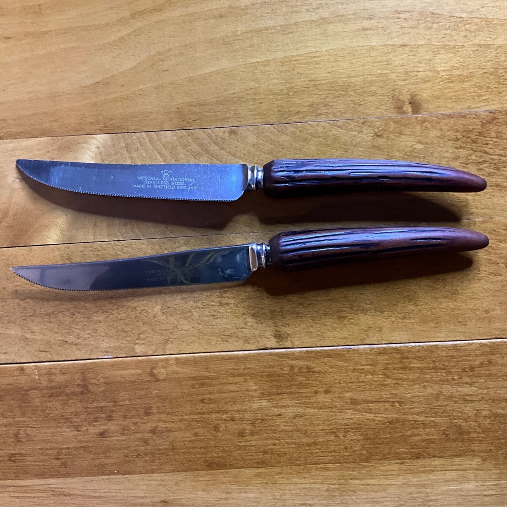 Westall Richardson Sheffield England Steak Knives Set of 2‎ Melamine Handle
